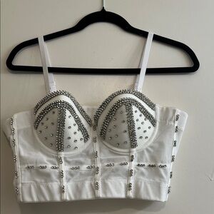 White Studded Bustier Top